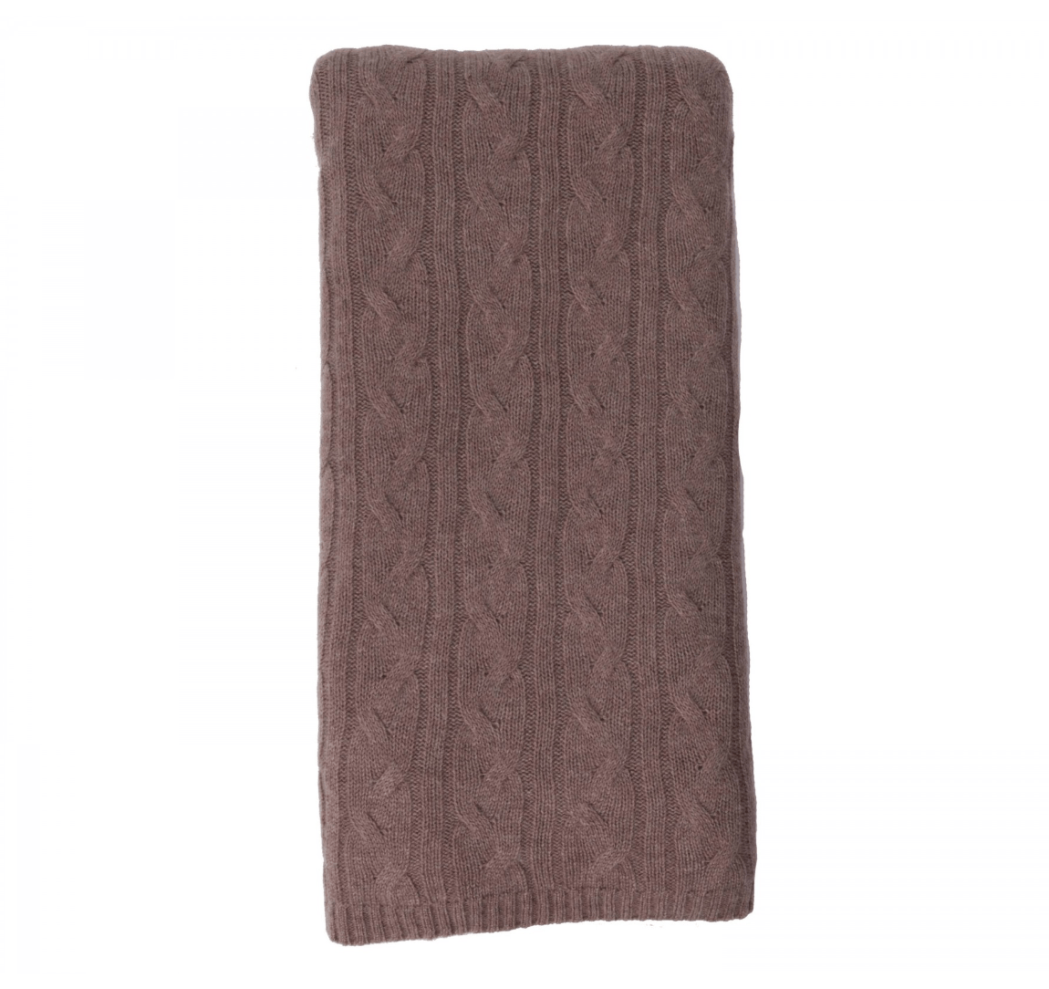 100% Cashmere Cozy Cable Knit Throw by Alashan