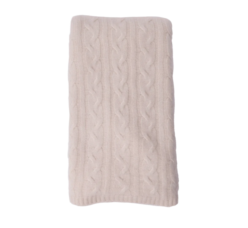 100% Cashmere Cozy Cable Knit Throw by Alashan