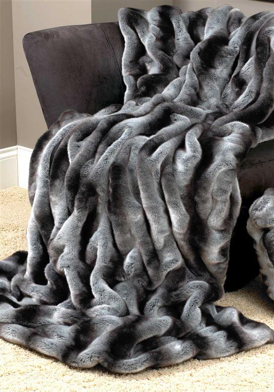 Grey Chinchilla Couture Faux Fur Throw Blanket by Fabulous Furs