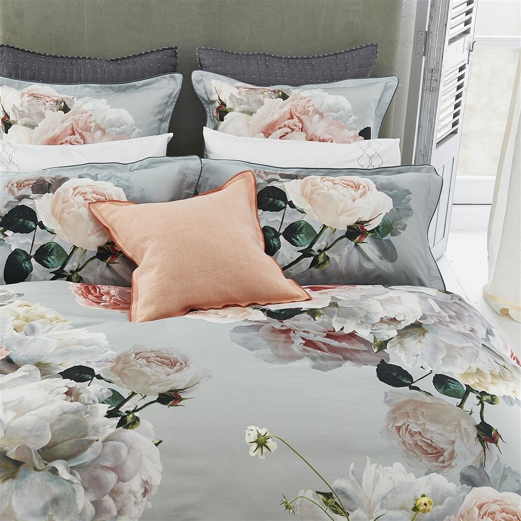 Peonia Grande Zinc Bedding by Designers Guild