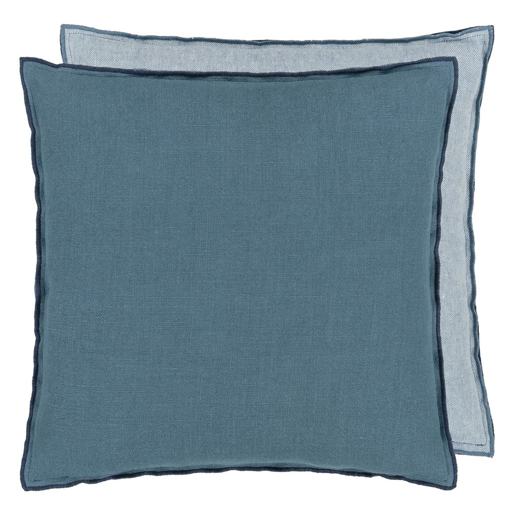 Brera Lino Midnight & Chambray Linen Throw Pillow by Designers Guild
