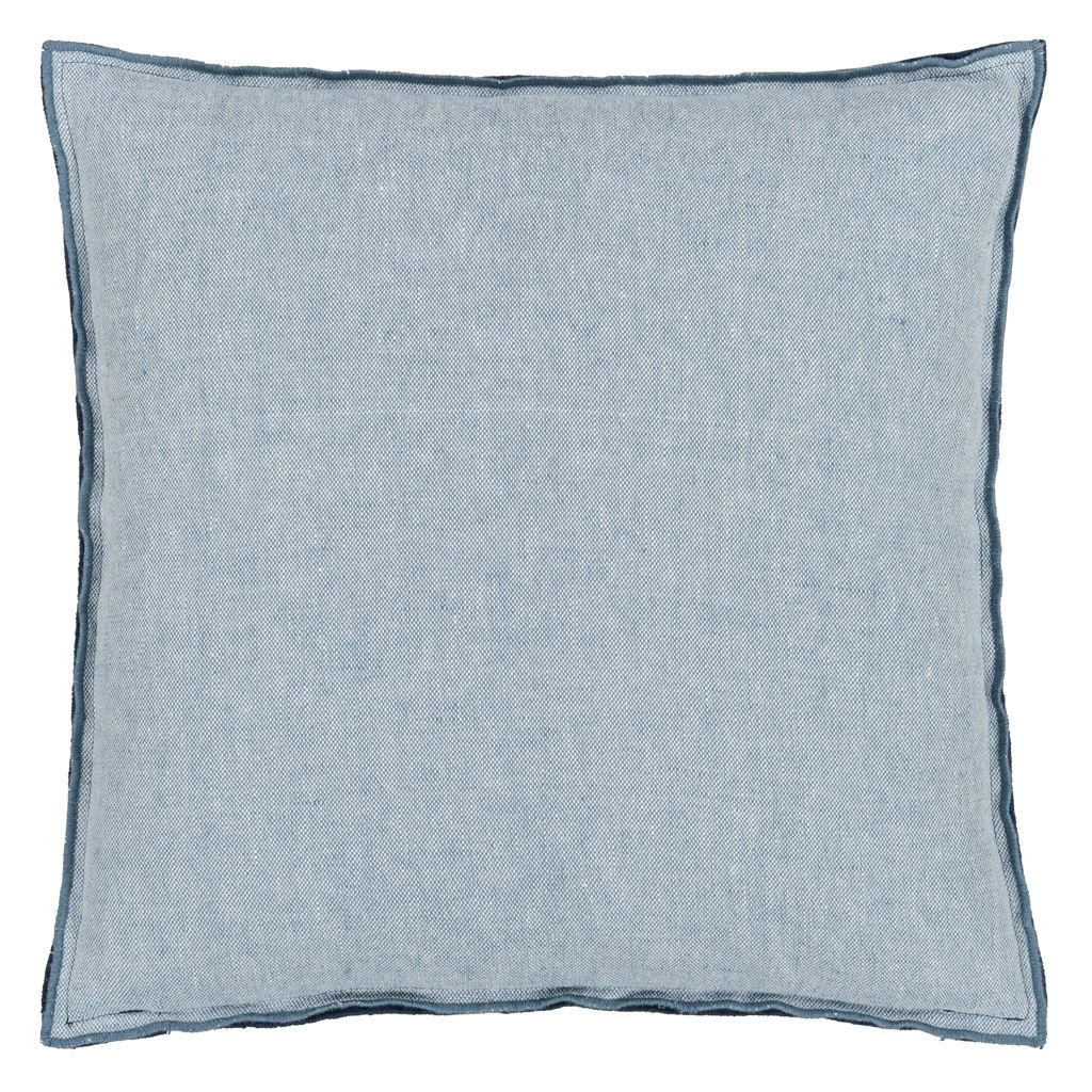 Brera Lino Midnight & Chambray Linen Throw Pillow by Designers Guild