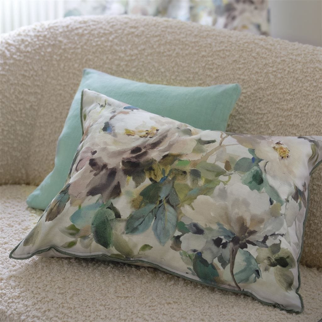 Designers Guild Thelma's Garden Celadon Cotton Decorative Pillow
