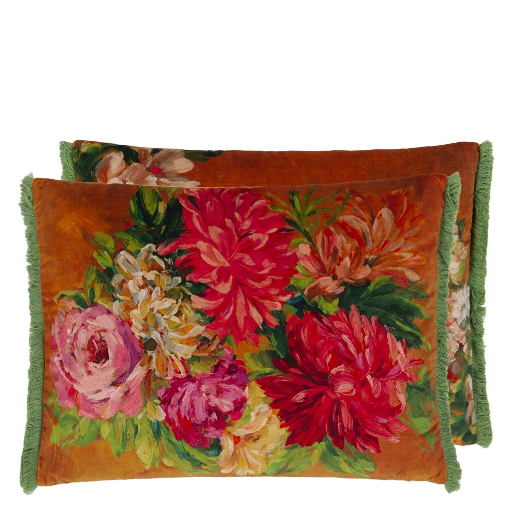 Designers Guild Fleurs D Artistes Velours Terracotta Decorative Pillow