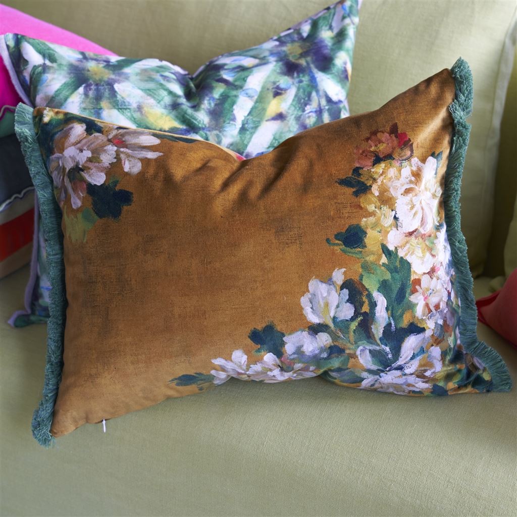 Designers Guild Fleurs D Artistes Velours Terracotta Decorative Pillow