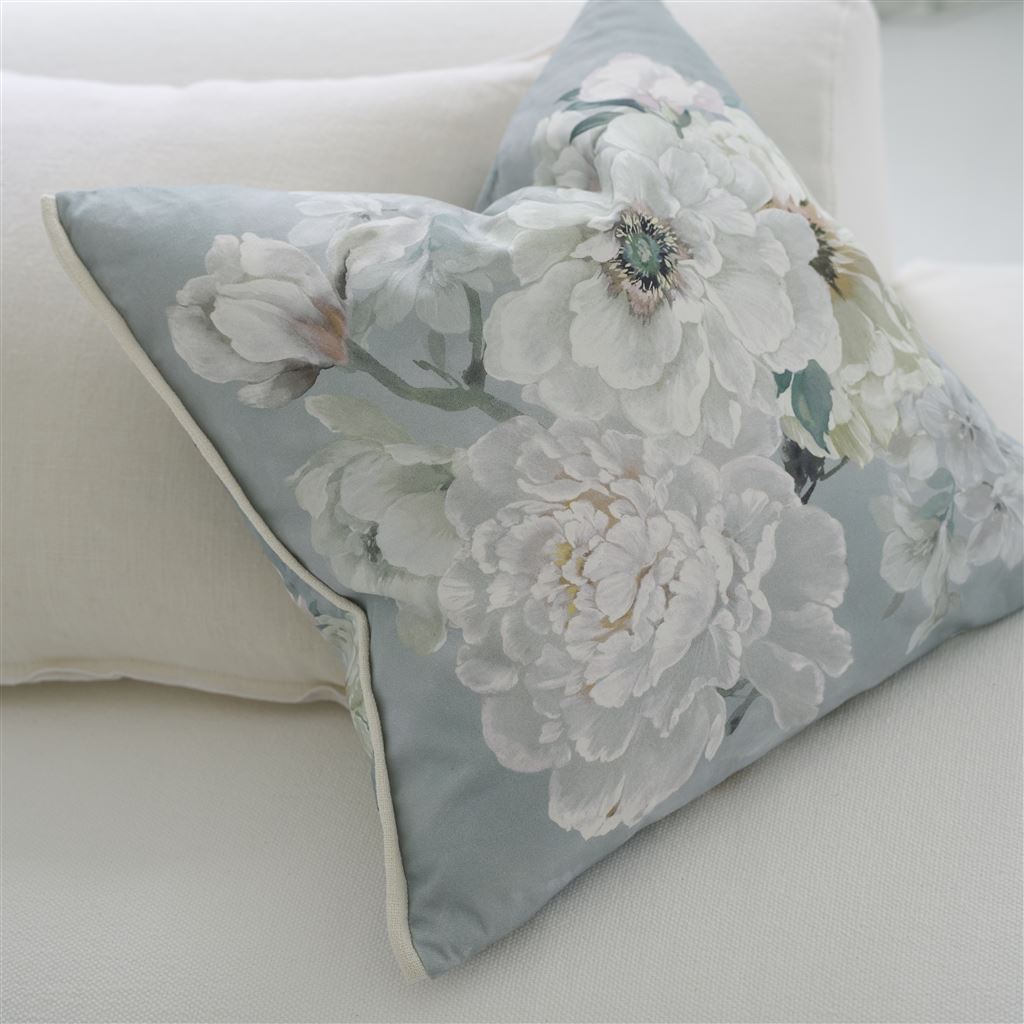Designers Guild Fleur Blanche Platinum Cotton Decorative Pillow