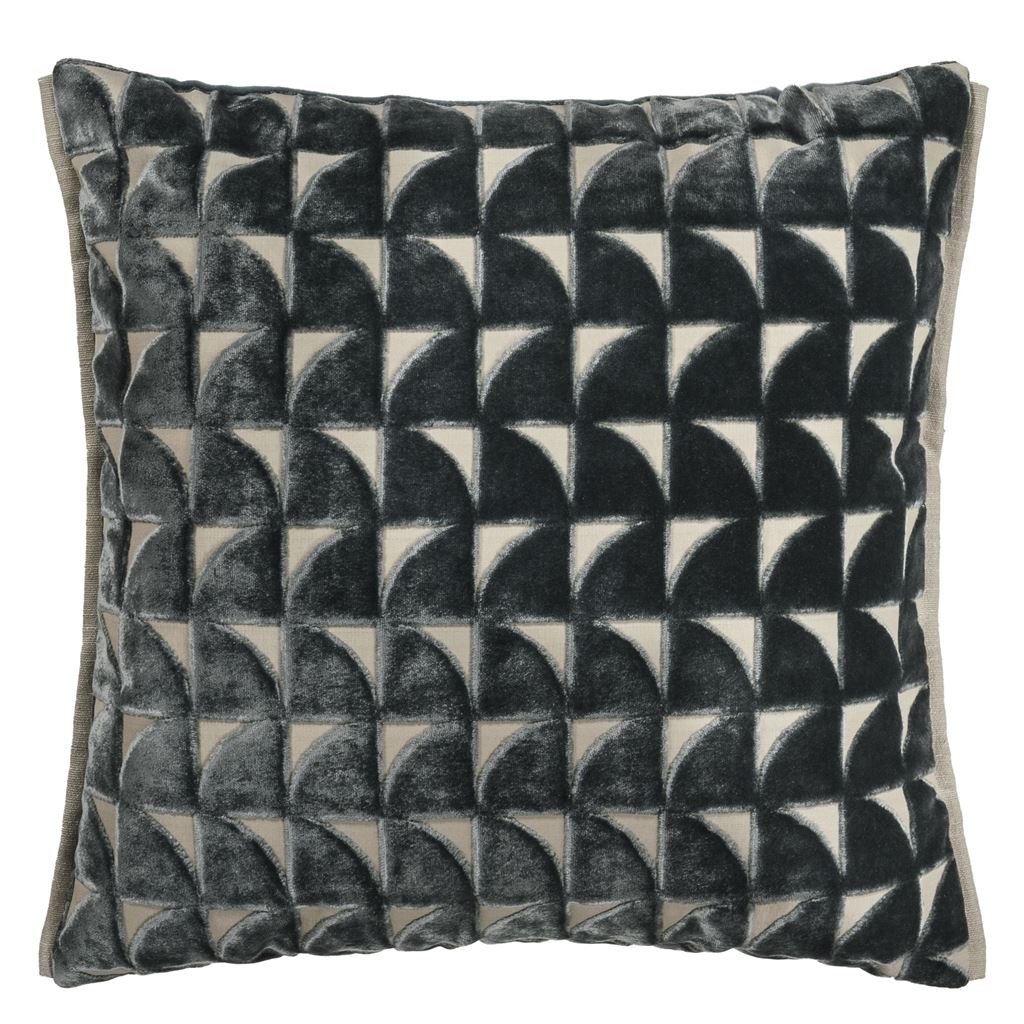 Marquise Graphite Velvet Throw Pillow by Designers Guild
