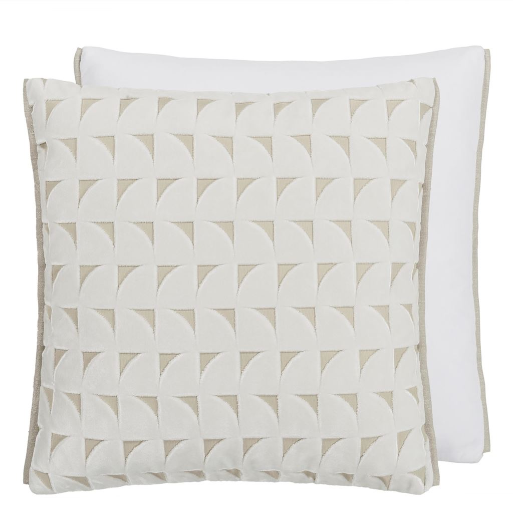 Marquise Chalk Velvet Throw Pillow by Designers Guild
