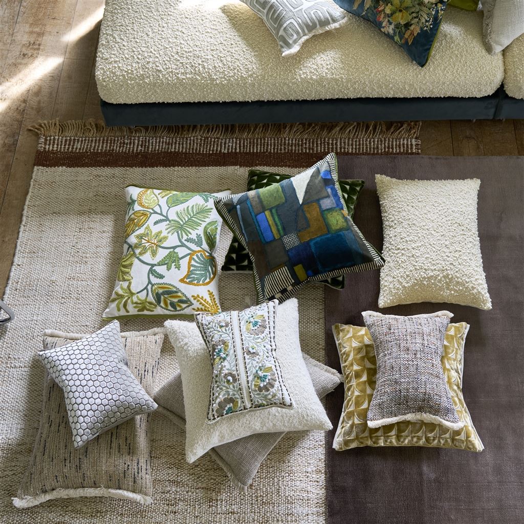 Marquise Hemp Velvet Throw Pillow by Designers Guild