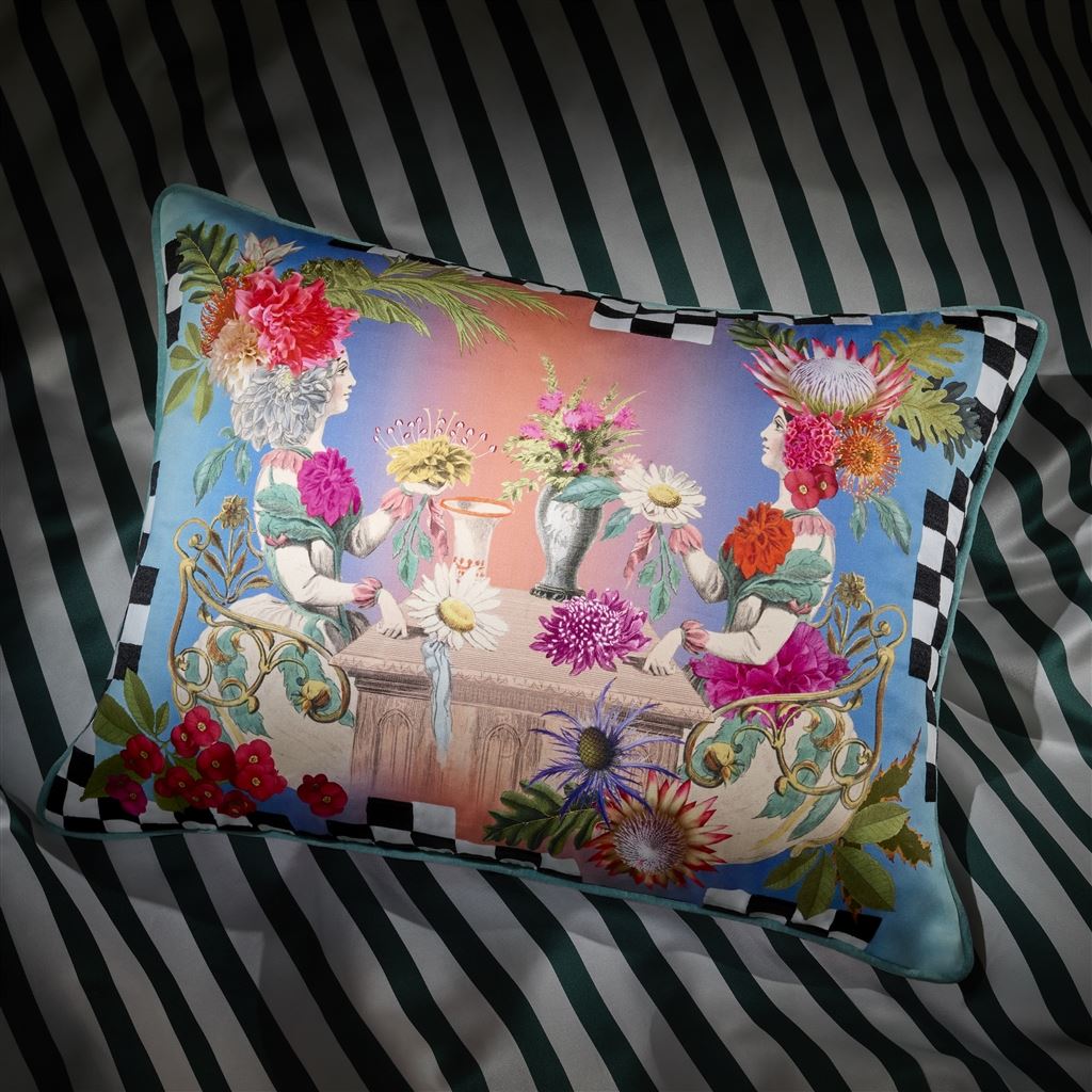 Christian Lacroix Fleurs Jumelles Mosaique Throw Pillow