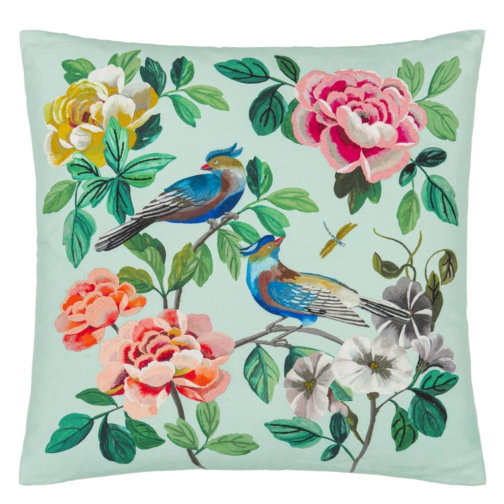 Designers Guild Miraflores Duck Egg Cotton Decorative Pillow