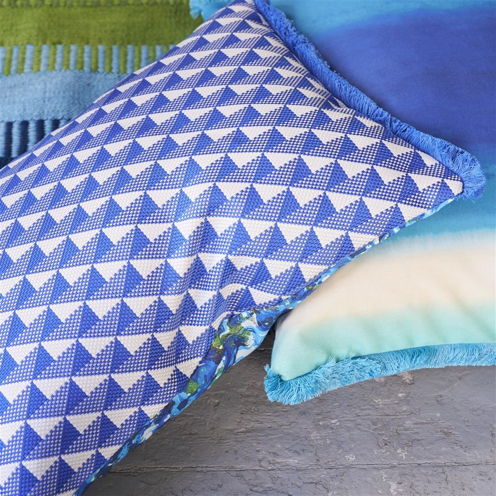 Designers Guild Tarakan Cobalt Outdoor Decorative Pillow
