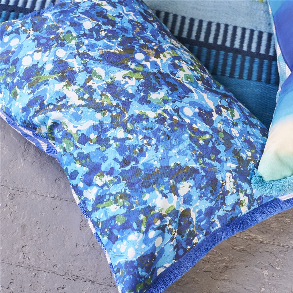 Designers Guild Tarakan Cobalt Outdoor Decorative Pillow