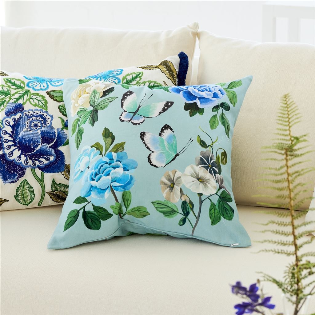 Designers Guild Miraflores Cobalt Cotton Decorative Pillow