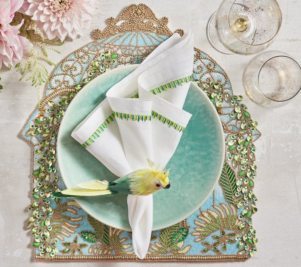 Parakeet Napkin Ring in Green Set of 4 by Kim Seybert