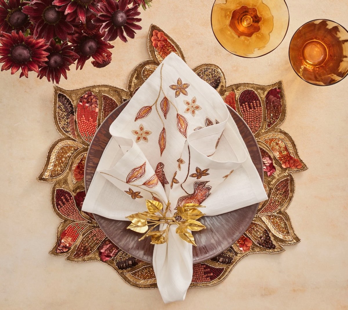 Maple Hues Napkin in White & Multi, Set of 4 Kim Seybert