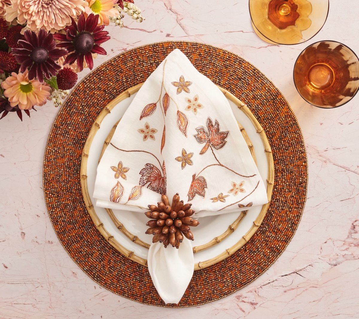 Maple Hues Napkin in White & Multi, Set of 4 Kim Seybert