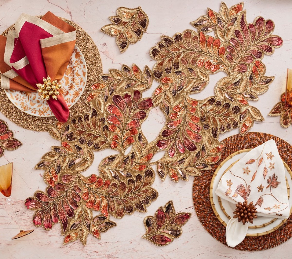 Maple Hues Napkin in White & Multi, Set of 4 Kim Seybert