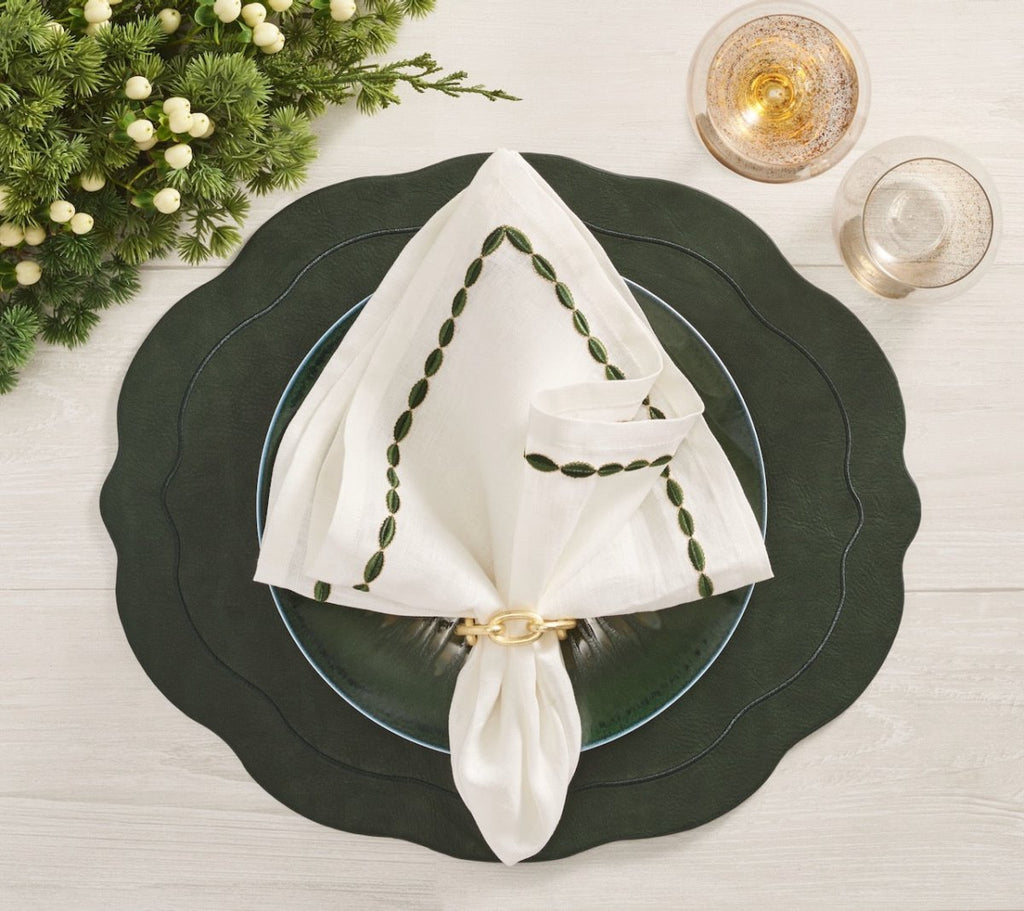 Tailored Placemat in Hunter Green by Kim Seybert