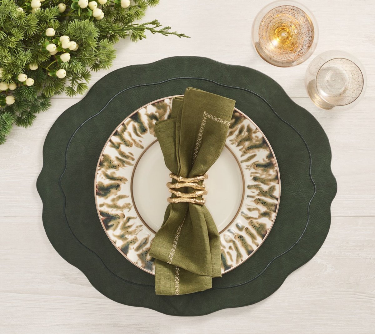 Tailored Placemat in Hunter Green by Kim Seybert