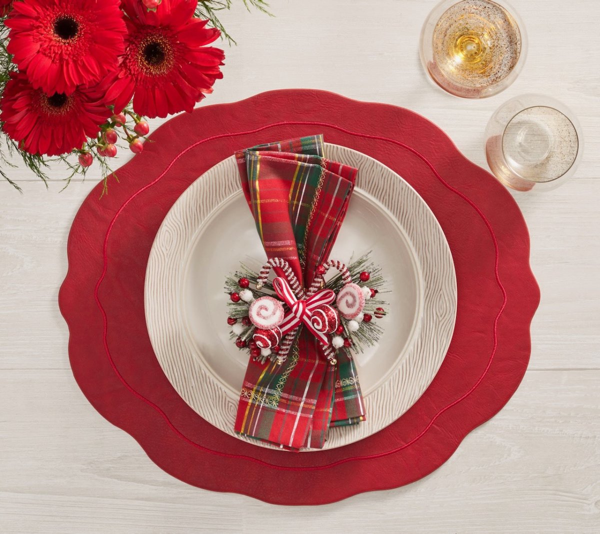 Tailored Placemat in Ruby Red by Kim Seybert