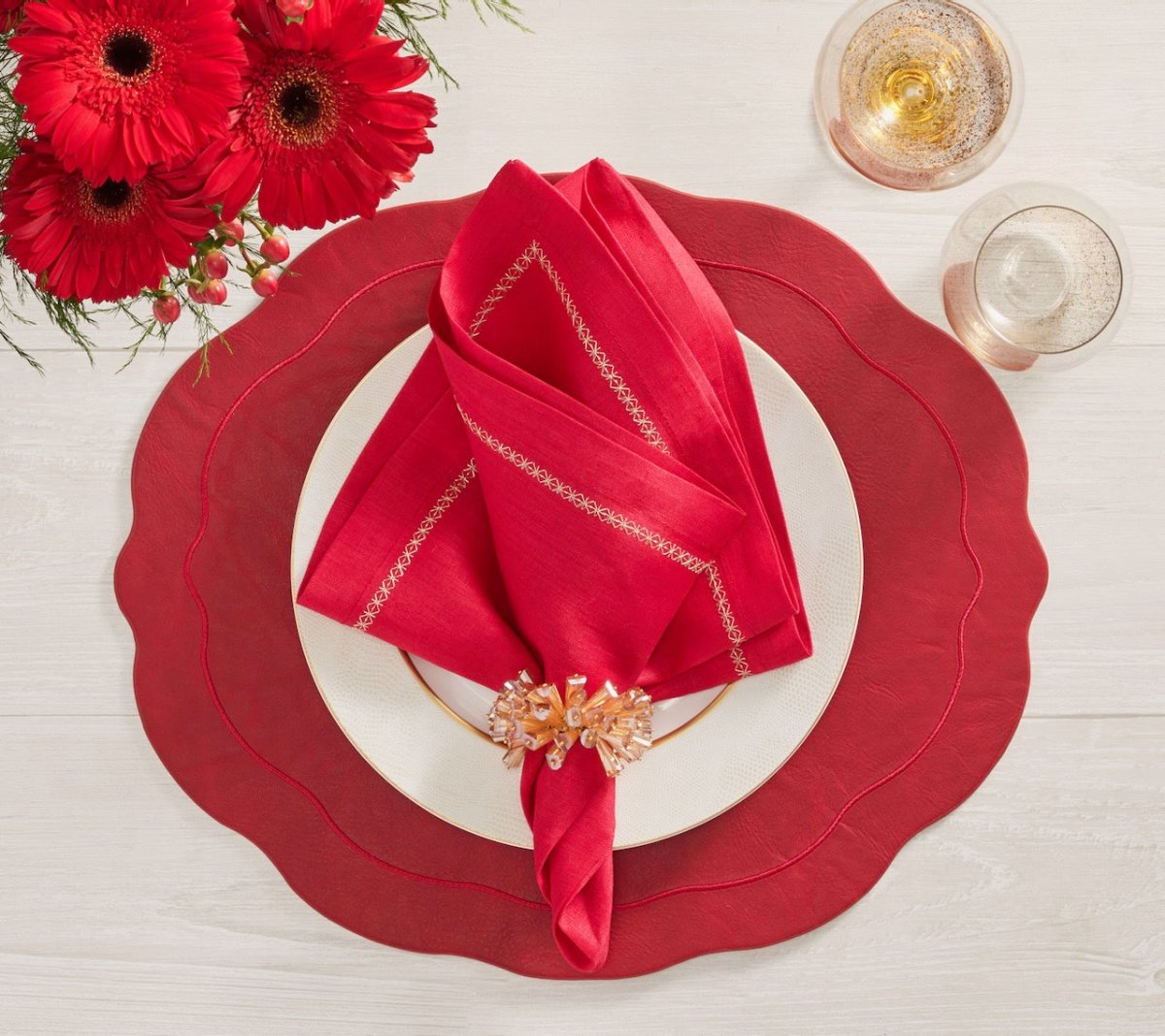 Tailored Placemat in Ruby Red by Kim Seybert