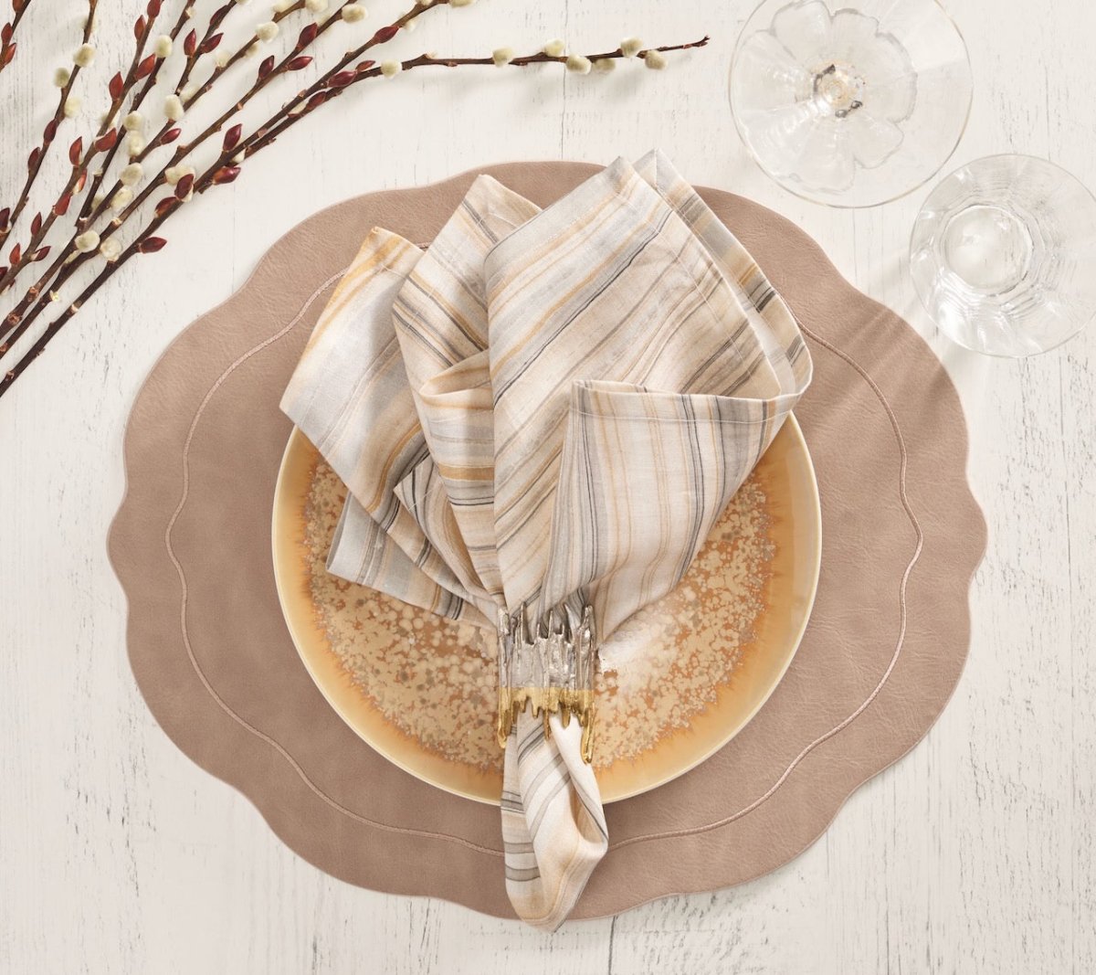 Tailored Placemat in Taupe by Kim Seybert