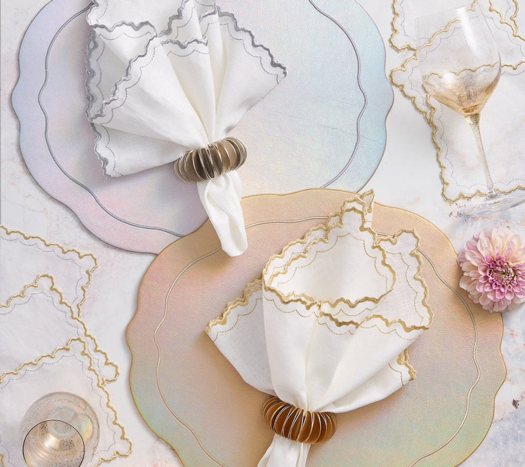 Tailored Placemat in Iridescent Silver by Kim Seybert