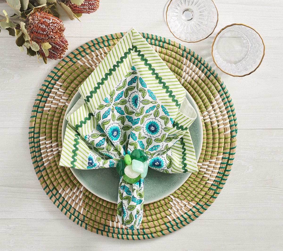 Majorelle Placemat in Green Set of 4 by Kim Seybert
