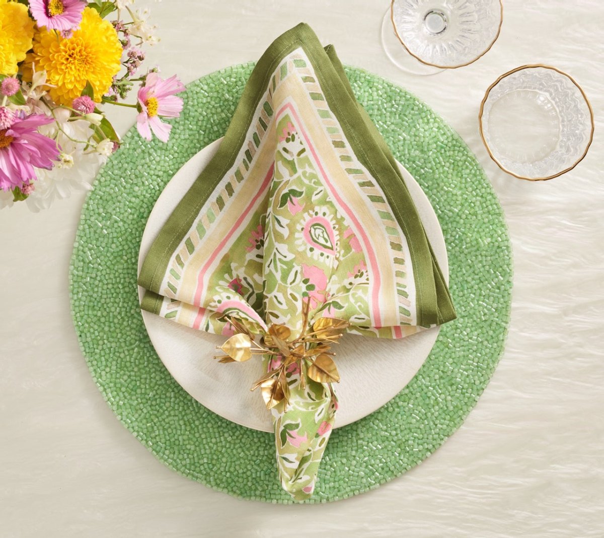 Perennial Placemat in Green by Kim Seybert - Set of 4