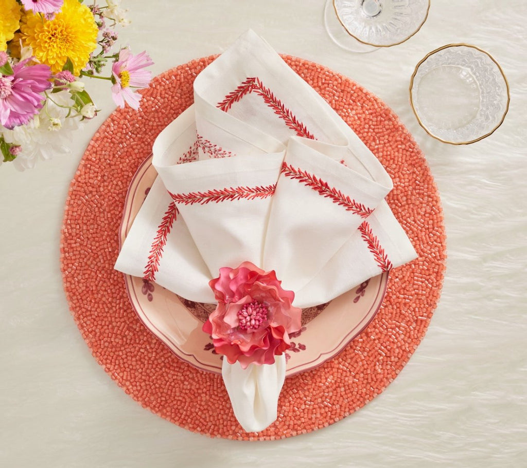 Perennial Placemat in Coral by Kim Seybert - Set of 4