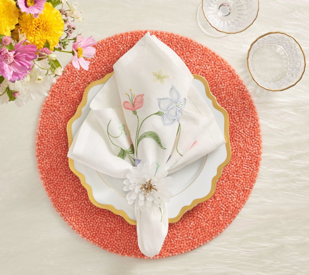 Perennial Placemat in Coral by Kim Seybert - Set of 4