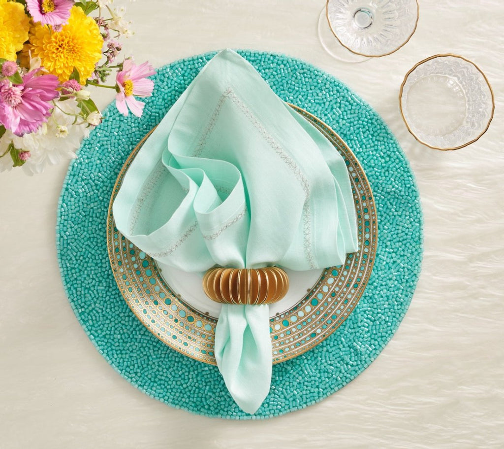 Perennial Placemat in Turquoise by Kim Seybert - Set of 4