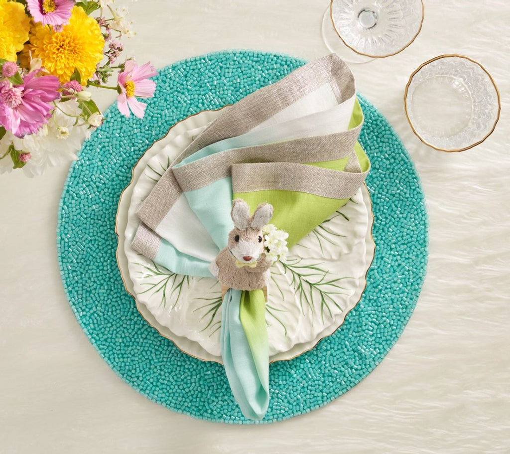 Perennial Placemat in Turquoise by Kim Seybert - Set of 4