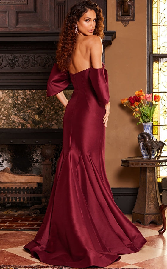 Jovani 23398 Drape Sleeve Off Shoulder Formal Dress