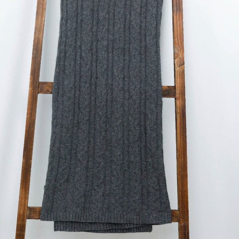 100% Cashmere Cozy Cable Knit Throw by Alashan