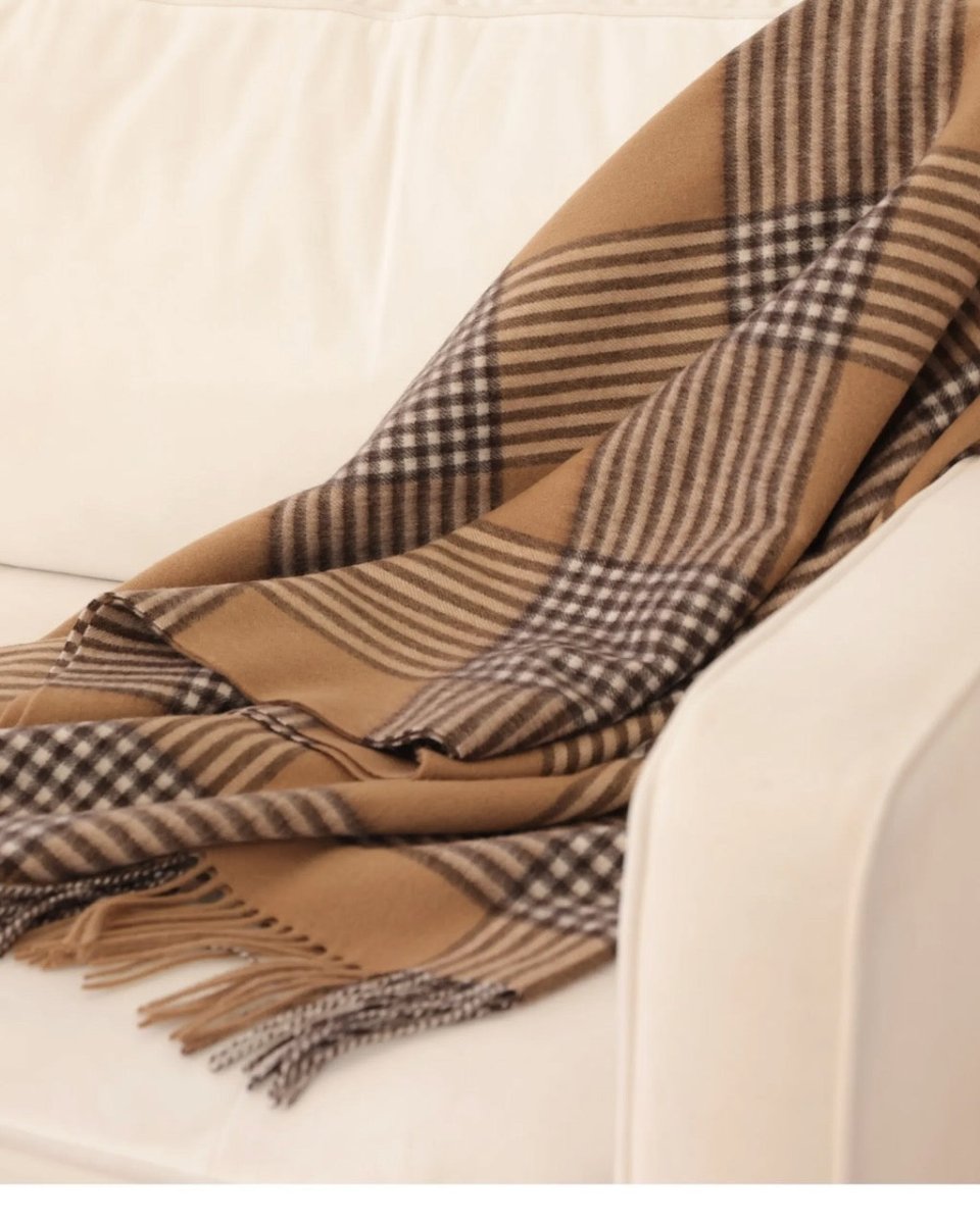 Glen Plaid Cashmere Blend Throw by Alashan