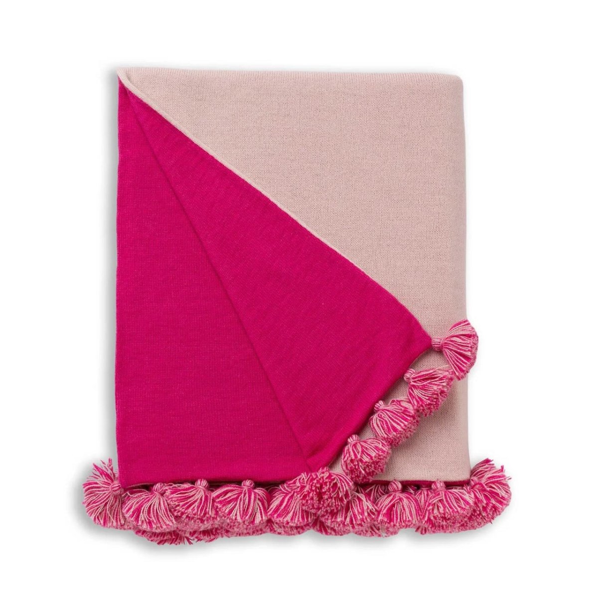 Alicia Adams Alpaca Bali Pompom Throw in Pink Powder and Shocking Pink