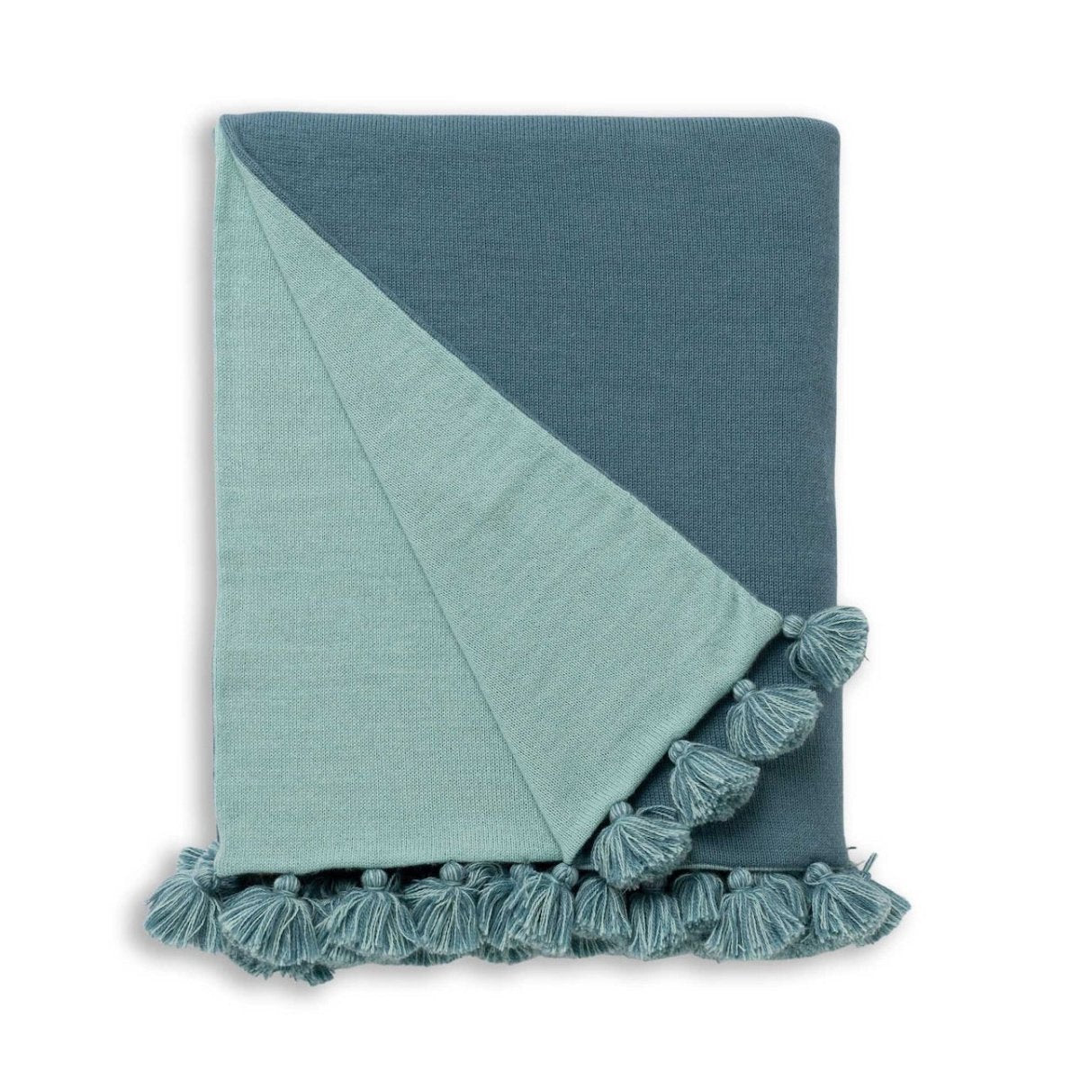Alicia Adams Alpaca Bali Pompom Throw in Teal and Aqua
