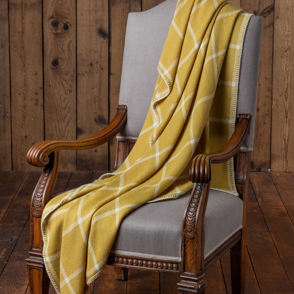 Alicia Adams Alpaca Graydon Throw in French Yellow and Ivory