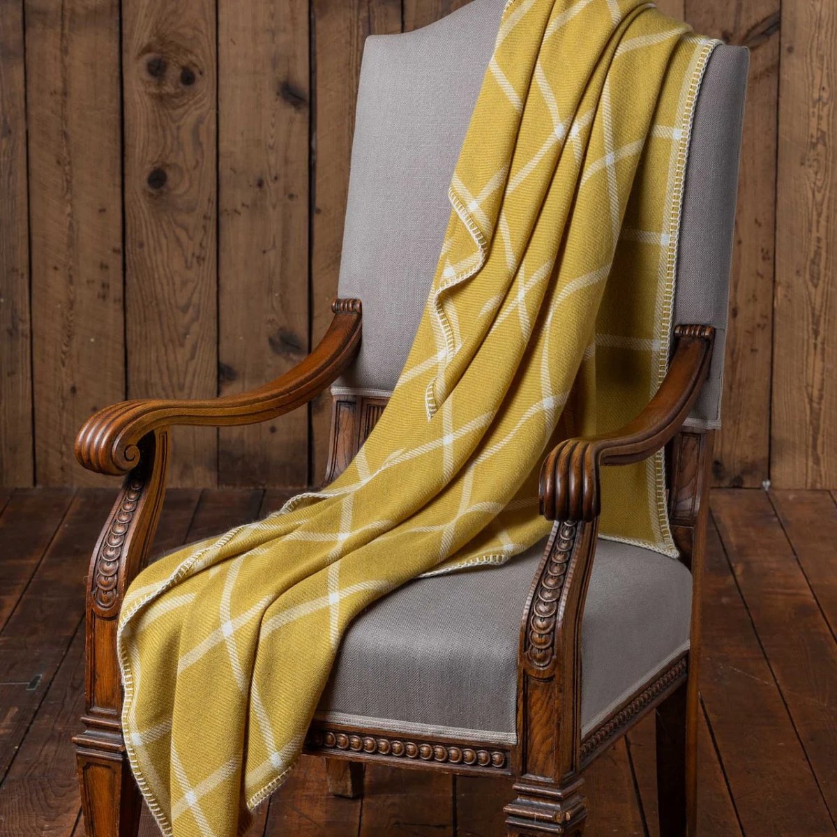 Alicia Adams Alpaca Graydon Throw in French Yellow and Ivory