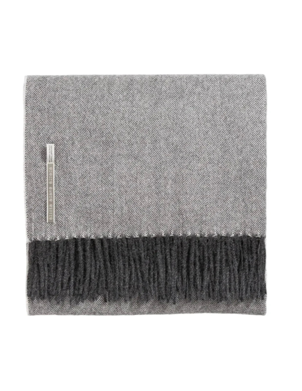 Alicia Adams Alpaca Throw in Dark Grey Herringbone