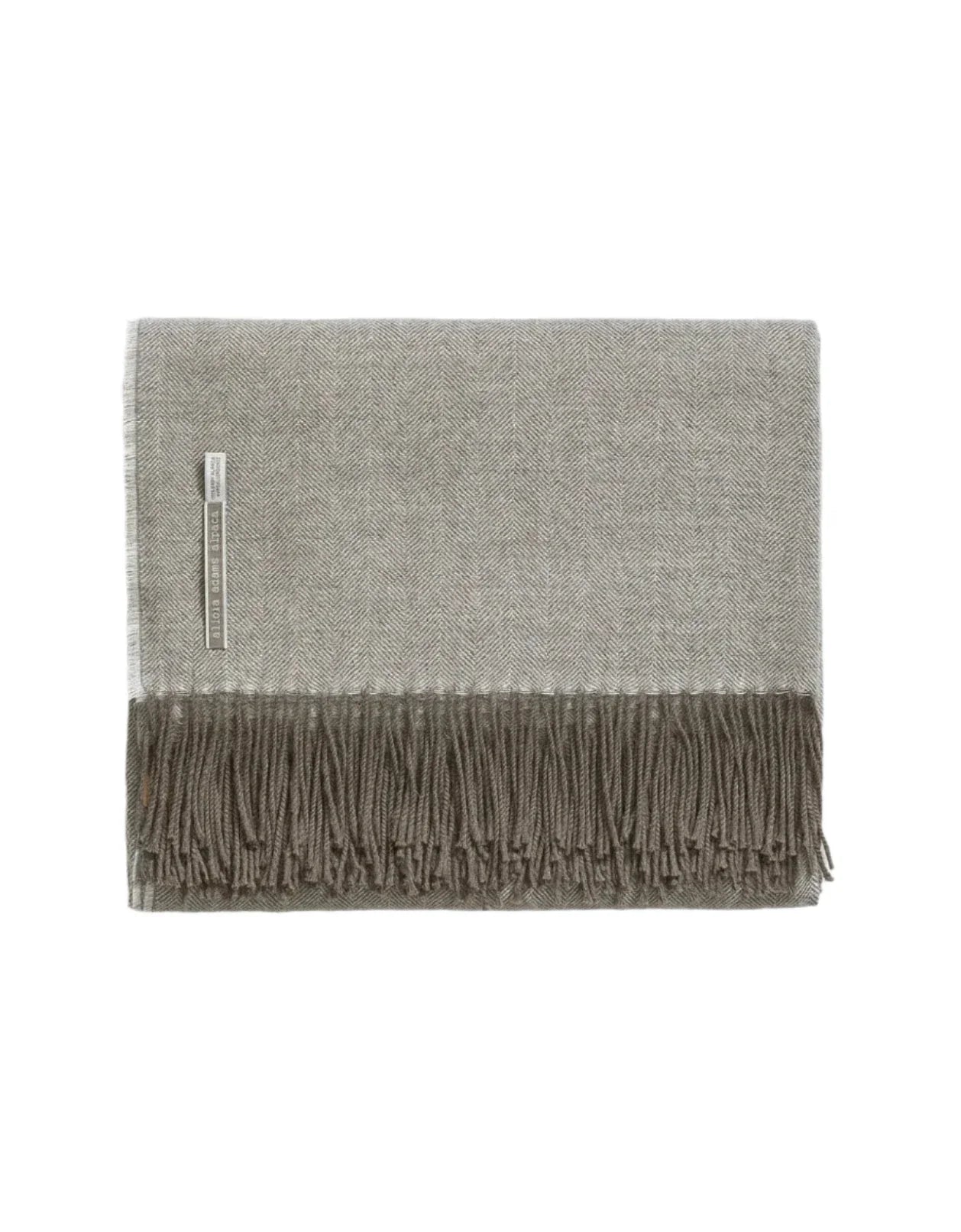 Alicia Adams Alpaca Throw in Moss Grey Herringbone