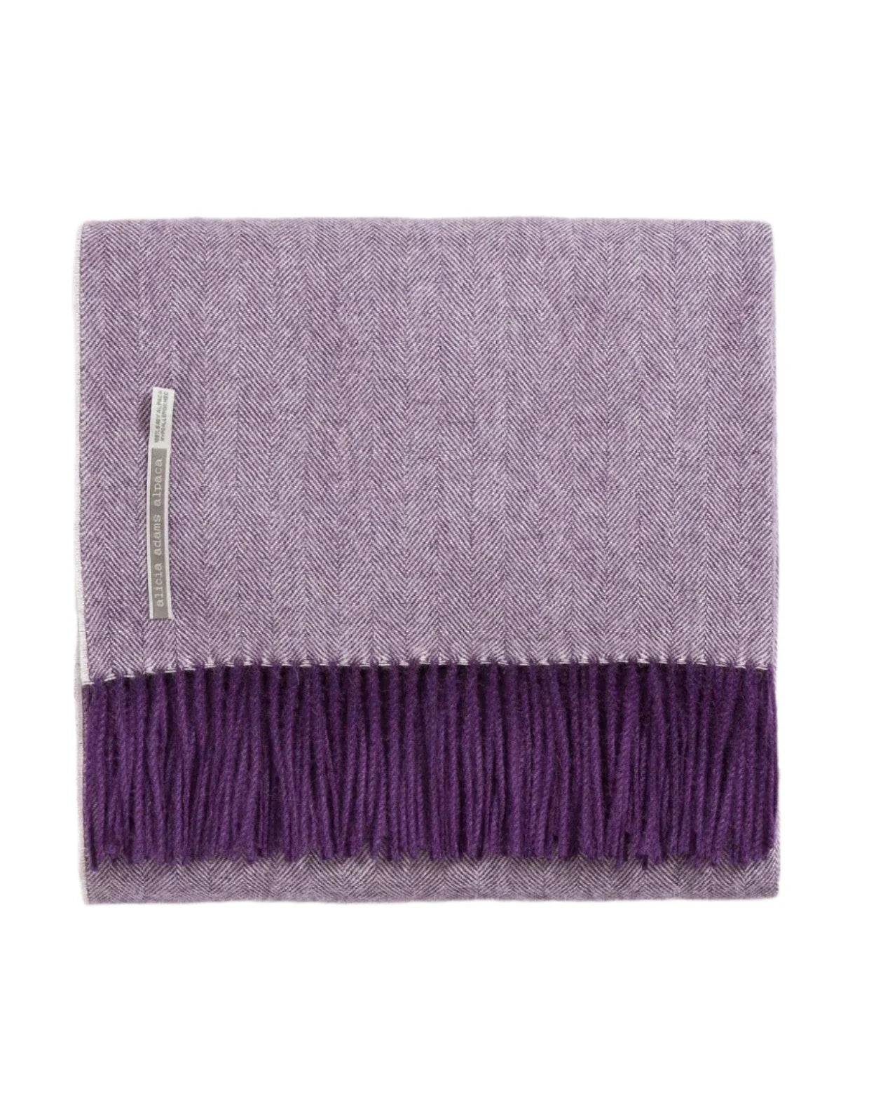 Alicia Adams Alpaca Throw in Royal Grape Herringbone