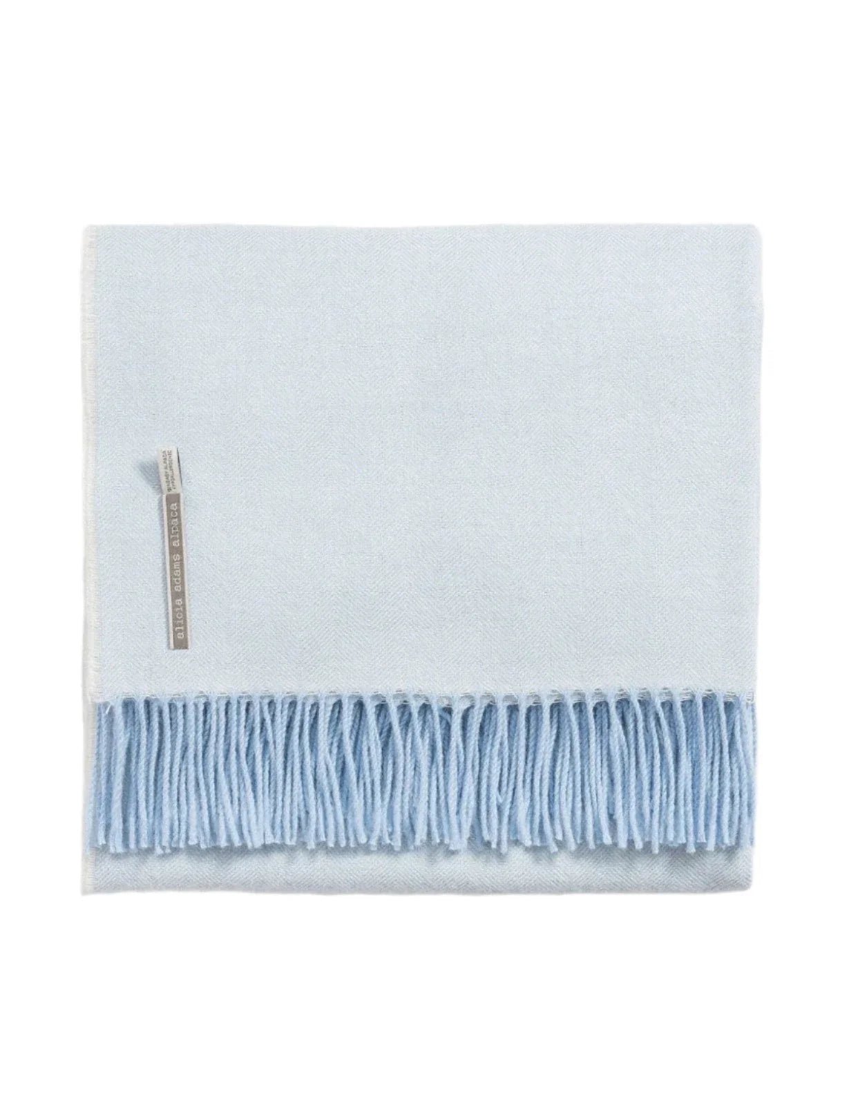 Alicia Adams Alpaca Throw in Ice Blue Herringbone
