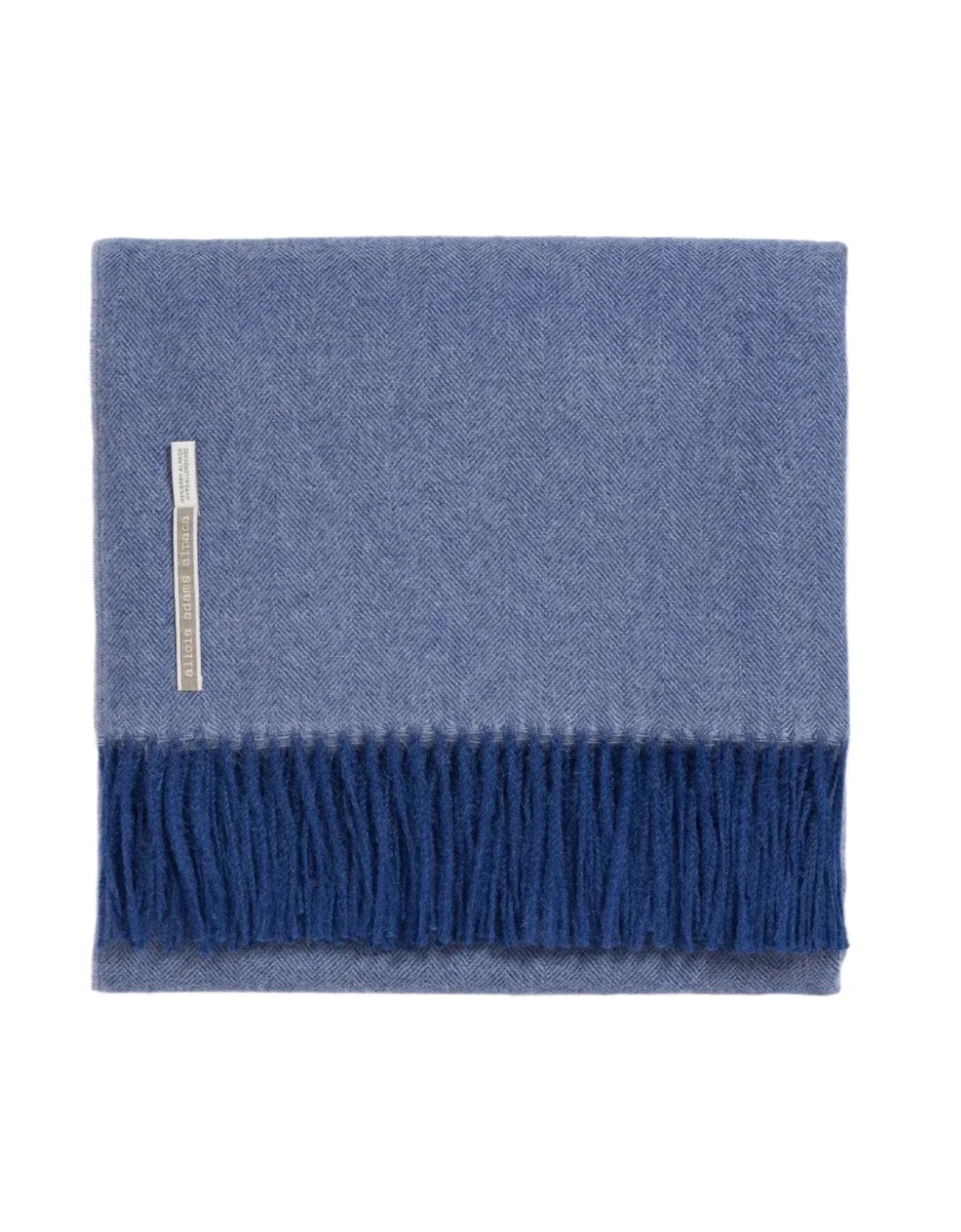 Alicia Adams Alpaca Throw in Indigo Herringbone