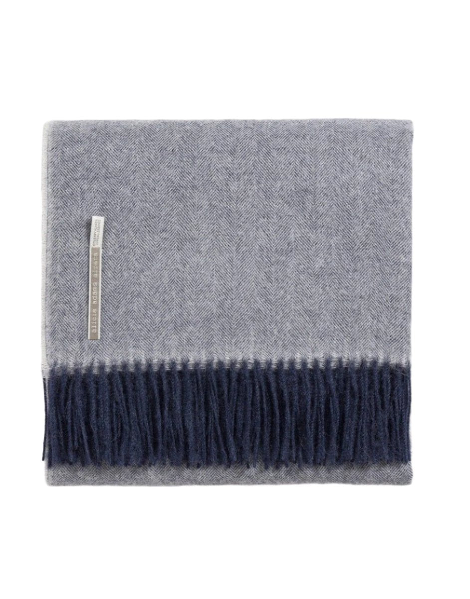 Alicia Adams Alpaca Throw in Midnight Herringbone