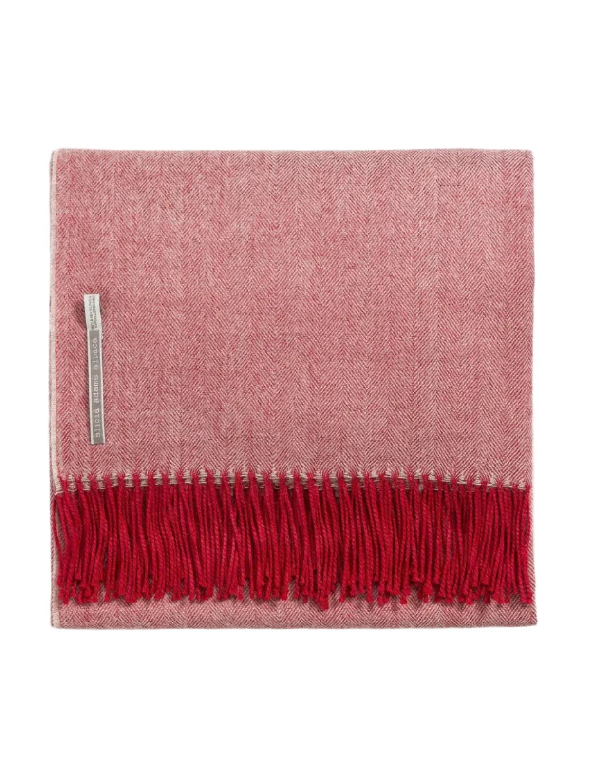 Alicia Adams Alpaca Throw in Oxblood Herringbone