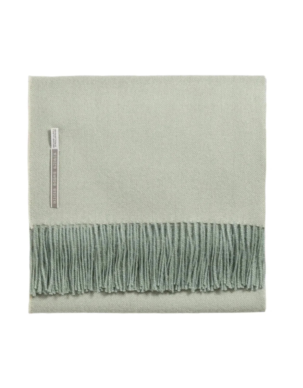 Alicia Adams Alpaca Throw in Sage Herringbone