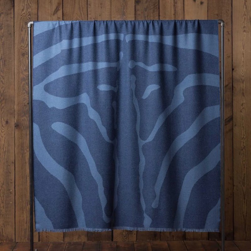 Alicia Adams Alpaca Zebra Throw in Navy Blue and English Manor